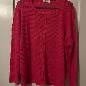 Zenana Outfitters Vibrant Pink Crew Neck Sweater